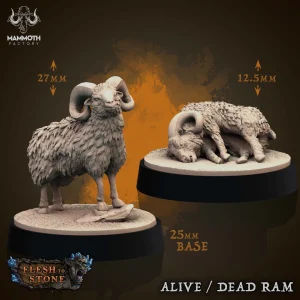 Alive/Dead Rams - Flesh to Stone - 32mm Scale (25mm Base) - Mammoth Factory