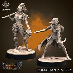 Barbarian Sisters - Flesh to Stone - 32mm Scale (25mm Base) Mammoth Factory