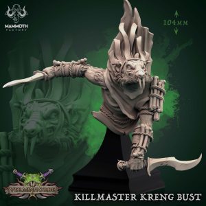 Killmaster Kreng Bust - Vermin Horde - 32mm Scale (40x40mm Base) - Mammoth Factory