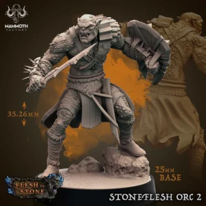 Stoneflesh Orcs - Flesh to Stone - 32mm Scale (25mm Base) - Mammoth Factory