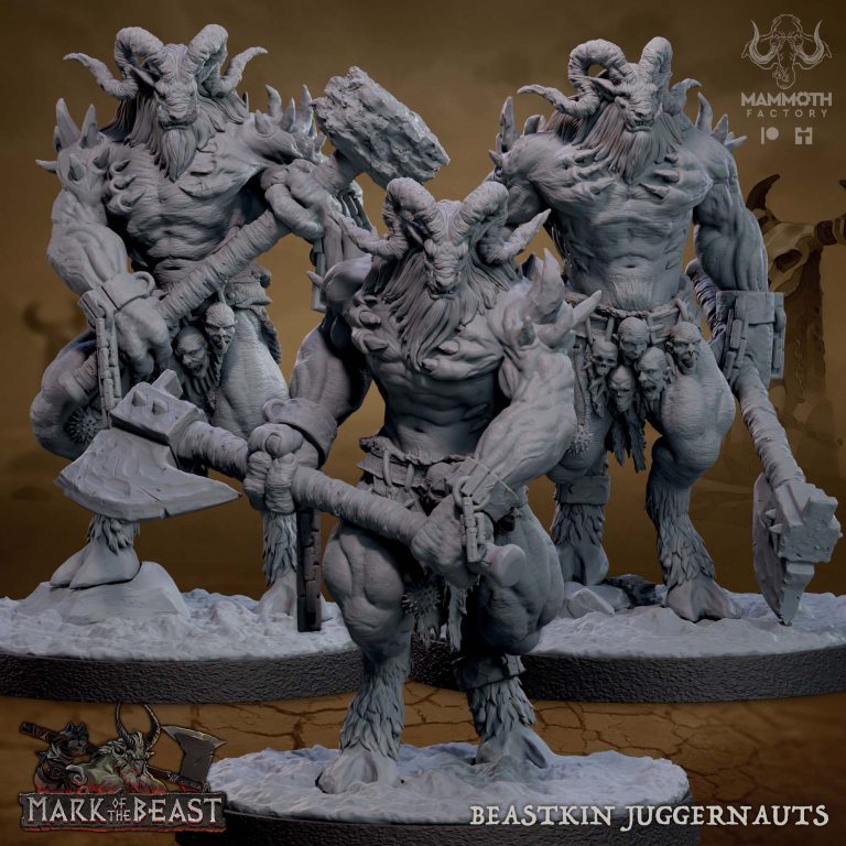 Beastkin Juggernaut - Mark of the Beast - 32mm Scale (50mm Base) - Mammoth Factory
