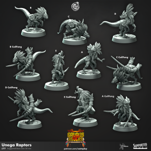 Unega Raptor - Saurus Rovers - 35mm Height (25mm Base) - Raptors - CastNPlay