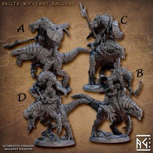 Brute Wyvern Raiders - Frostheart Lizardmen - 32mm Scale - Designed by Artisan Guild