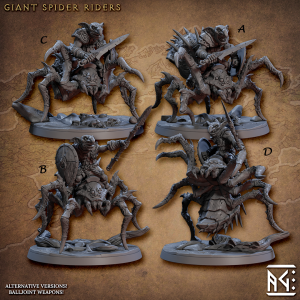 Faldorn Spider Riders - Faldorn Goblins - 32mm Scale (50mm Base) - Designed by Artisan Guild