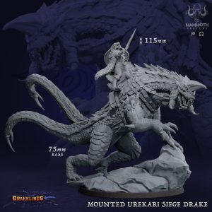 Mounted Urekari Siege Drake - Drakklings of Dragon's Keep - 32mm Scale (75mm Base) - Mammoth Factory