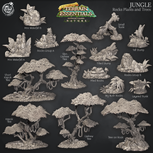 Jungle Terrain - Rocks Plants and Trees - Scatter Terrain - Terrain Essentials - CastNPlay