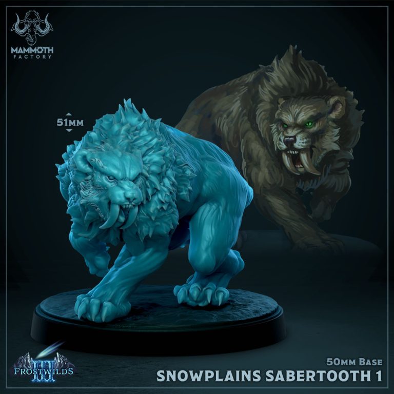 Snowplains Sabertooth - Frostwilds III - 32mm Scale (50mm Base) - Mammoth Factory