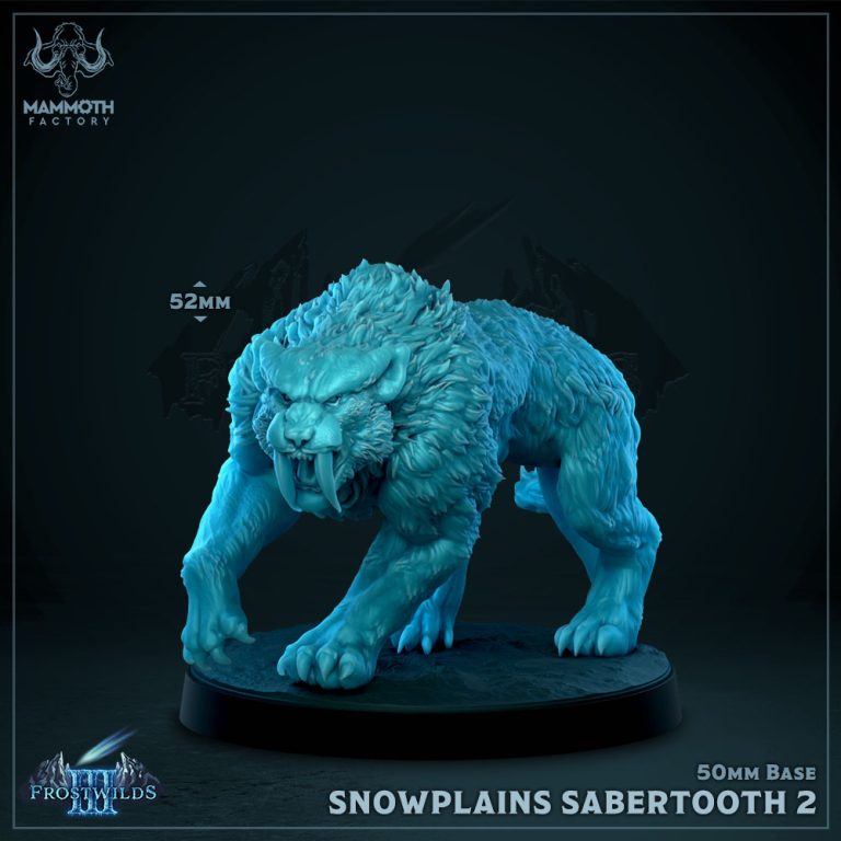 Snowplains Sabertooth - Frostwilds III - 32mm Scale (50mm Base) - Mammoth Factory - Image 2