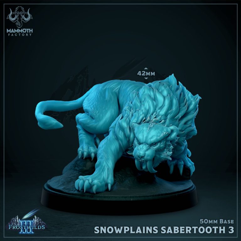 Snowplains Sabertooth - Frostwilds III - 32mm Scale (50mm Base) - Mammoth Factory - Image 3