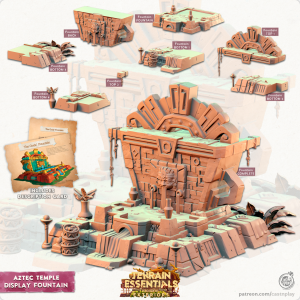 Aztec Display Fountain Complete - Aztec Temple - Exterior Scatter Terrain - Terrain Essentials III - CastNPlay
