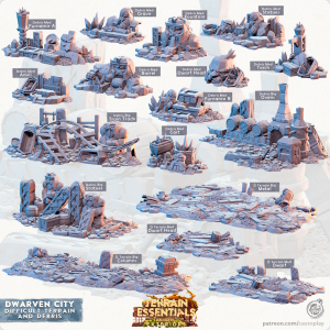 Debris and Difficult Terrain - Dwarven City - Exterior Scatter Terrain - Terrain Essentials III - CastNPlay