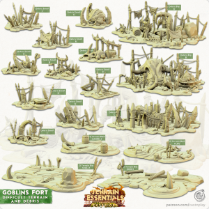 Debris and Difficult Terrain - Goblin Fort - Exterior Scatter Terrain - Terrain Essentials III - CastNPlay