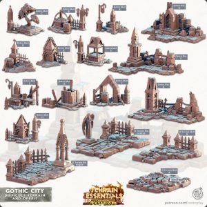 Debris and Difficult Terrain - Gothic City - Exterior Scatter Terrain - Terrain Essentials III - CastNPlay