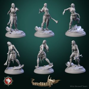 Zombie Barbarian Girls - Dessiccation - 32mm Scale (25mm Base) - White Werewolf Tavern