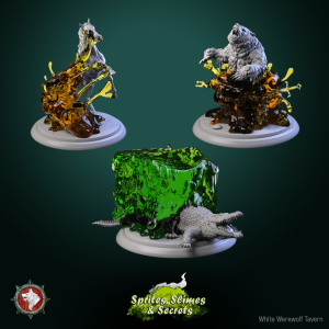 Jelly Set with Animals - Sprites, Slimes and Secrets- 32mm Scale (50mm Base) - White Werewolf Tavern